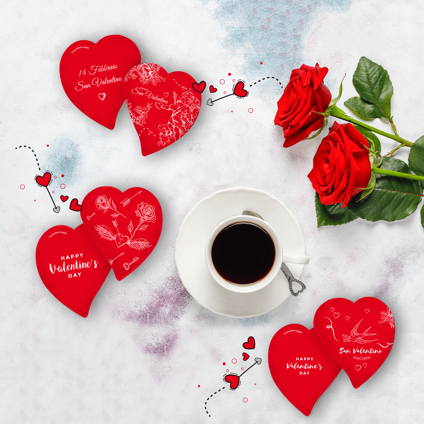 San Valentino, bustine a cuore,